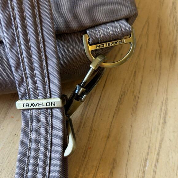 Travelon Anti-Theft Signature Slim Travel Backpack Purse Nylon Tan Brown Pink - Picture 11 of 11